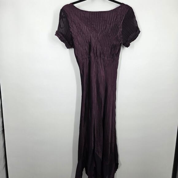VTG S.L.Fashion M Purple Dark V Neck Witchy Gothcore Shark bite Asymmetrical Hem - Picture 7 of 10